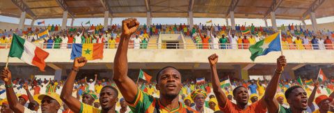 Supporters in a football stadium