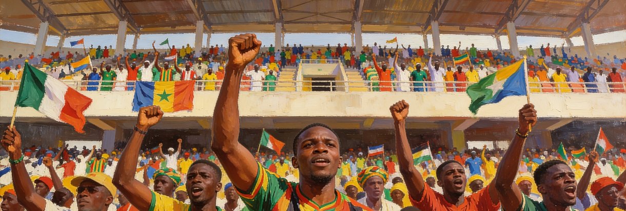 Supporters in a football stadium