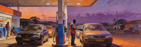 A fuel station forecourt in Nigeria